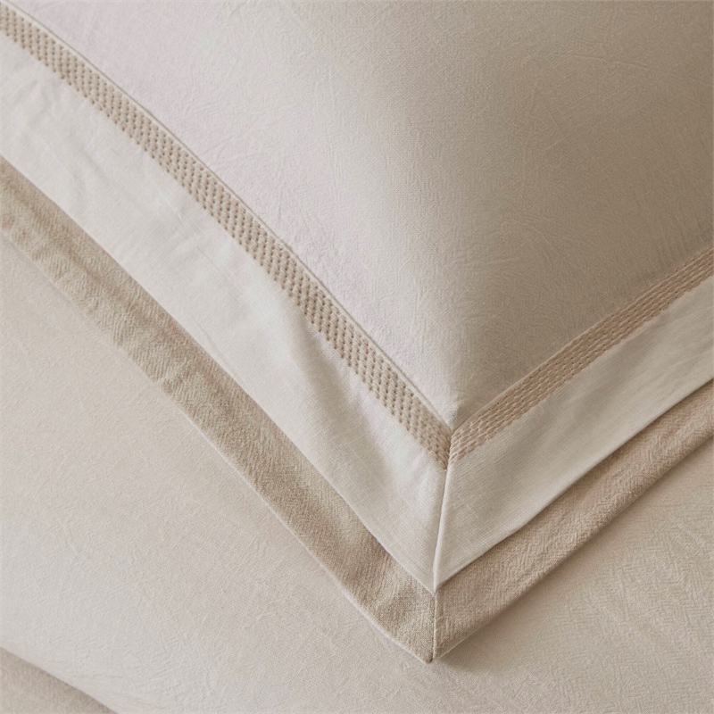 Olliix Harbor House Linen Blend Full/Queen Duvet Cover Set in White/Gold
