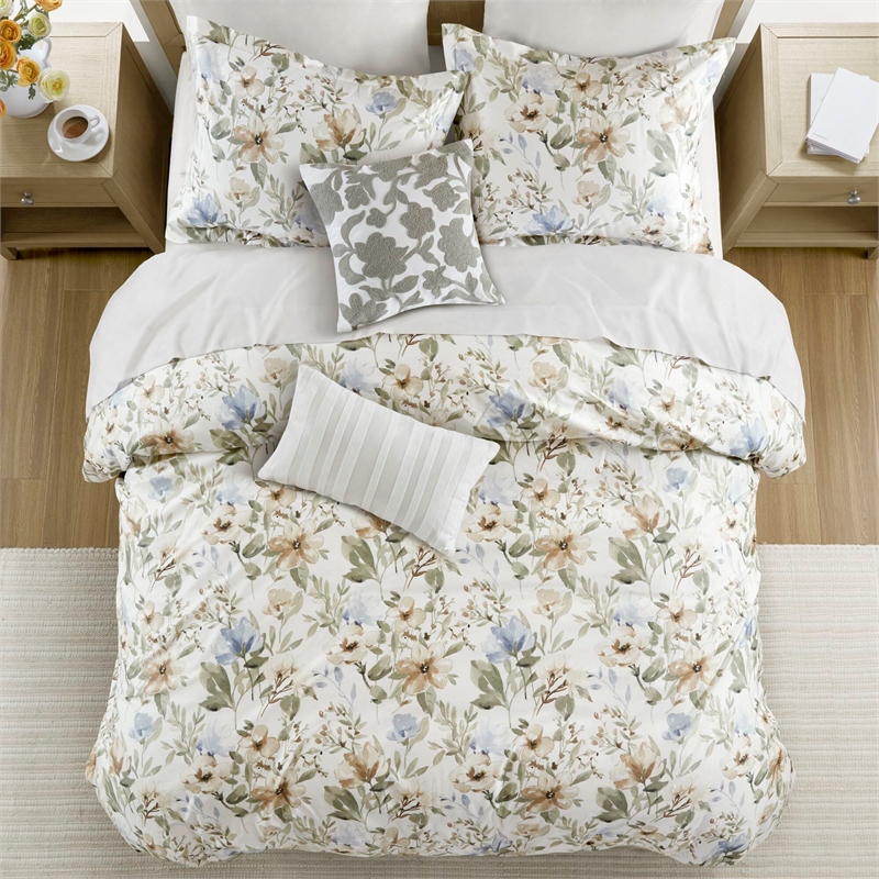 Olliix Harbor House Blue Herbal Full/Queen Duvet Set Cotton in Multi