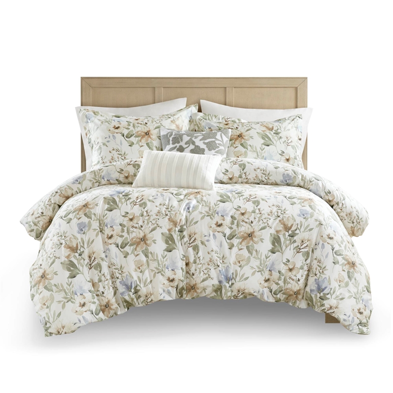 Olliix Harbor House Blue Herbal Full/Queen Duvet Set Cotton in Multi