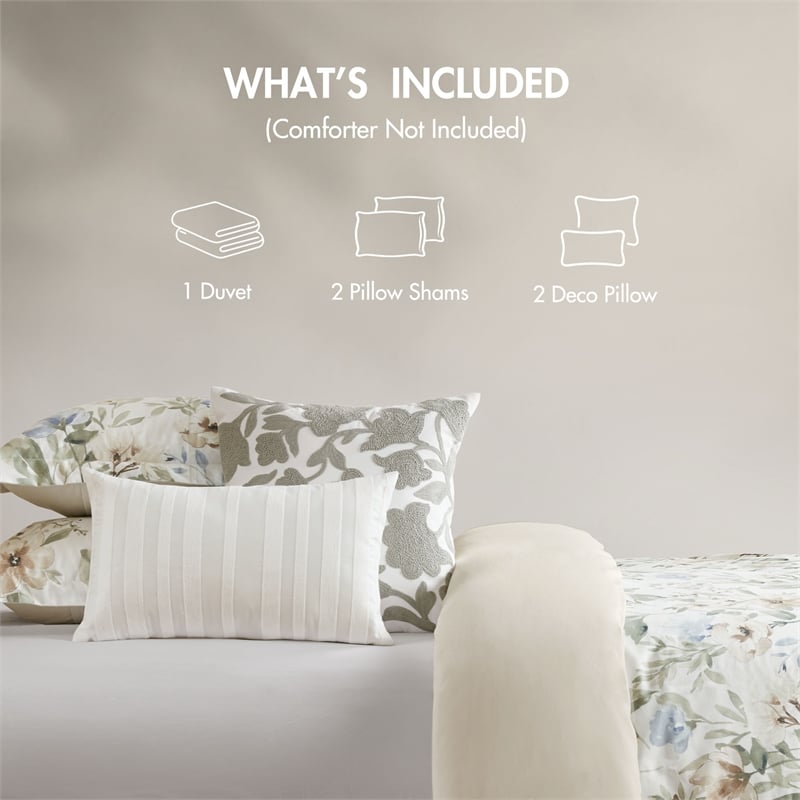 Olliix Harbor House Blue Herbal Full/Queen Duvet Set Cotton in Multi
