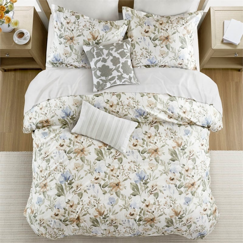 Olliix Harbor House Blue Herbal King/Cal King Duvet Set Cotton in Multi