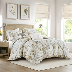 Olliix Harbor House Blue Herbal King/Cal King Duvet Set Cotton in Multi