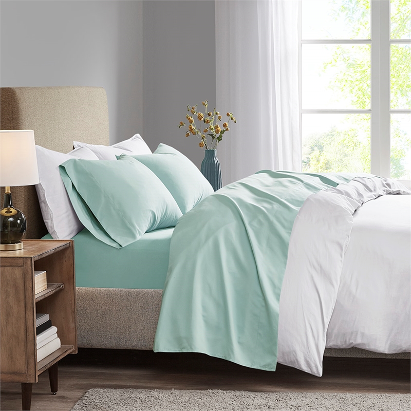 Olliix Madison Park 3M Microcell Queen Sheet Set Polyester in Seafoam