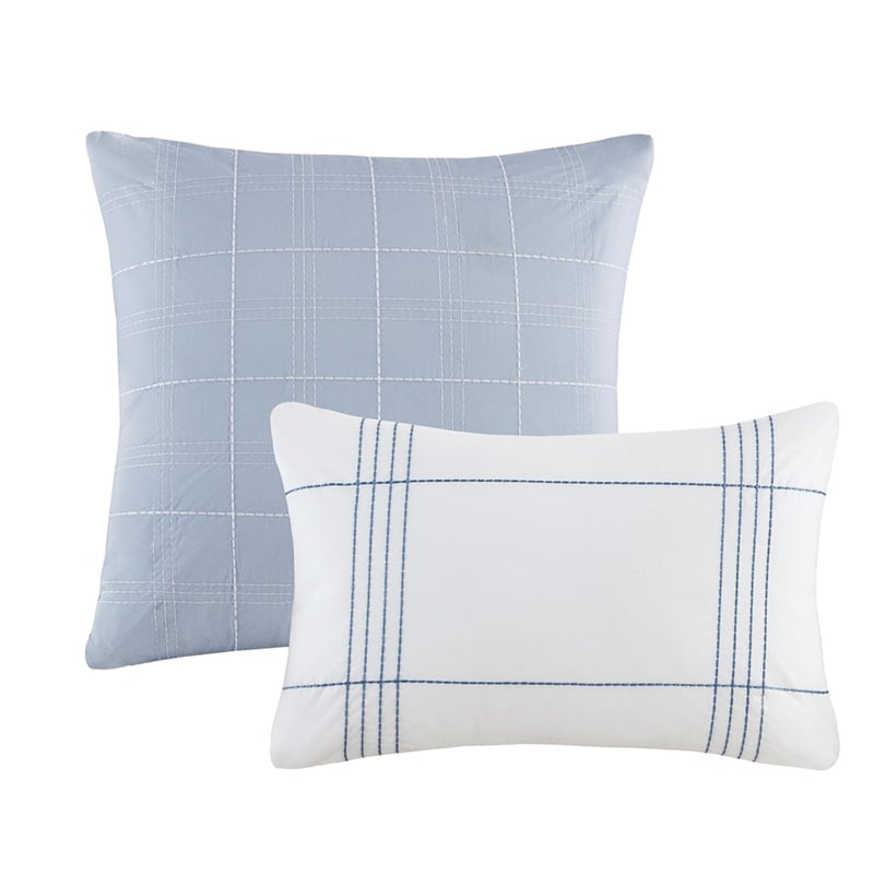 Olliix Harbor House Blue Morgan King/Cal King Duvet Set Cotton in White/Blue