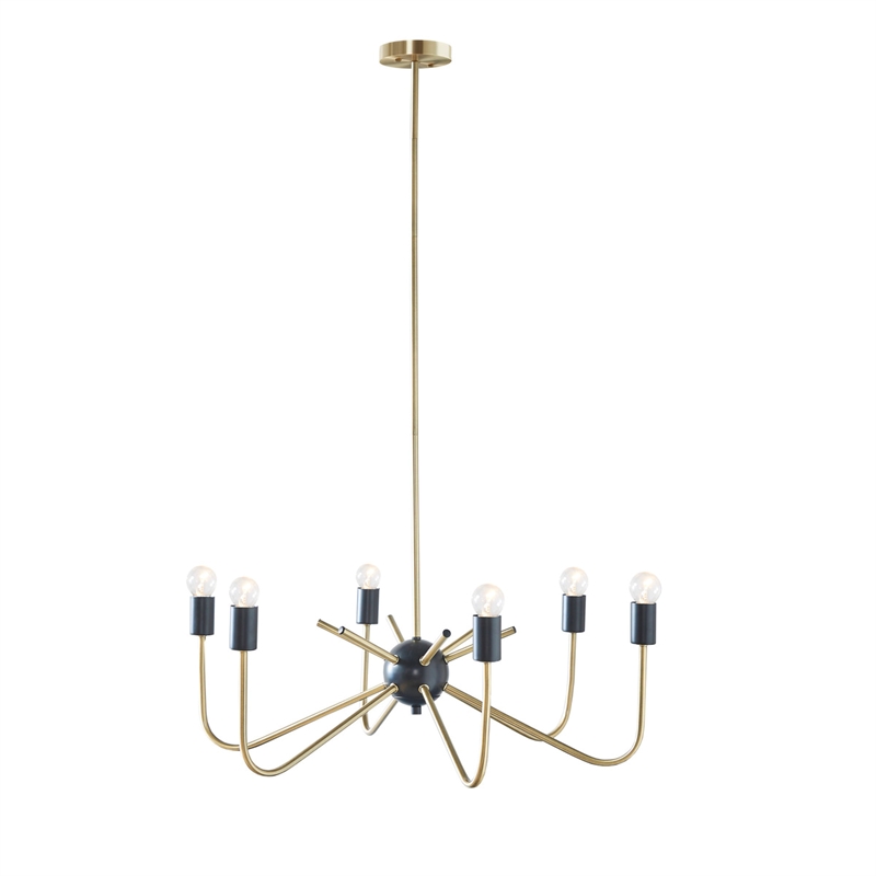 Olliix Hampton Hill Alexis 6-Light Chandelier Iron in Antique Brass/Black