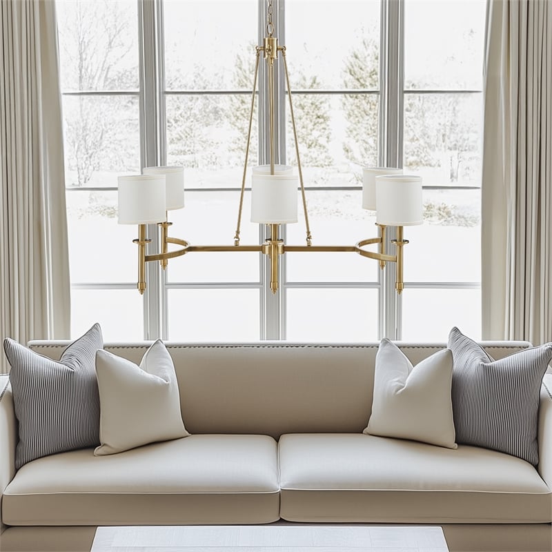 Olliix Hampton Hill Elegenza 6-Light Chandelier Iron/Polyester in Antique Gold