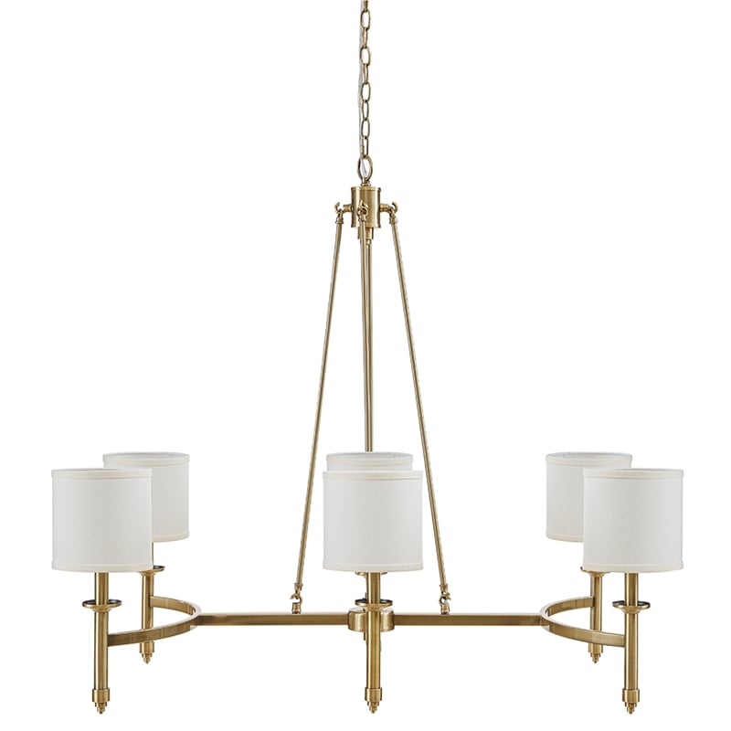 Olliix Hampton Hill Elegenza 6-Light Chandelier Iron/Polyester in Antique Gold
