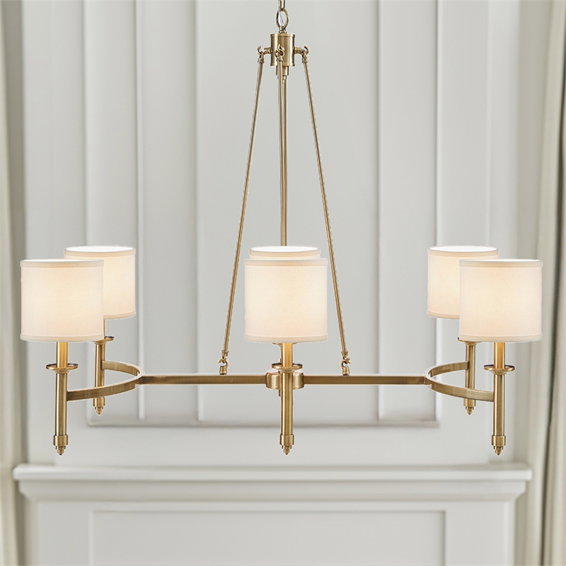 Olliix Hampton Hill Elegenza 6-Light Chandelier Iron/Polyester in Antique Gold