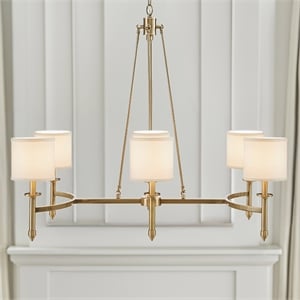 Olliix Hampton Hill Elegenza 6-Light Chandelier Iron/Polyester in Antique Gold