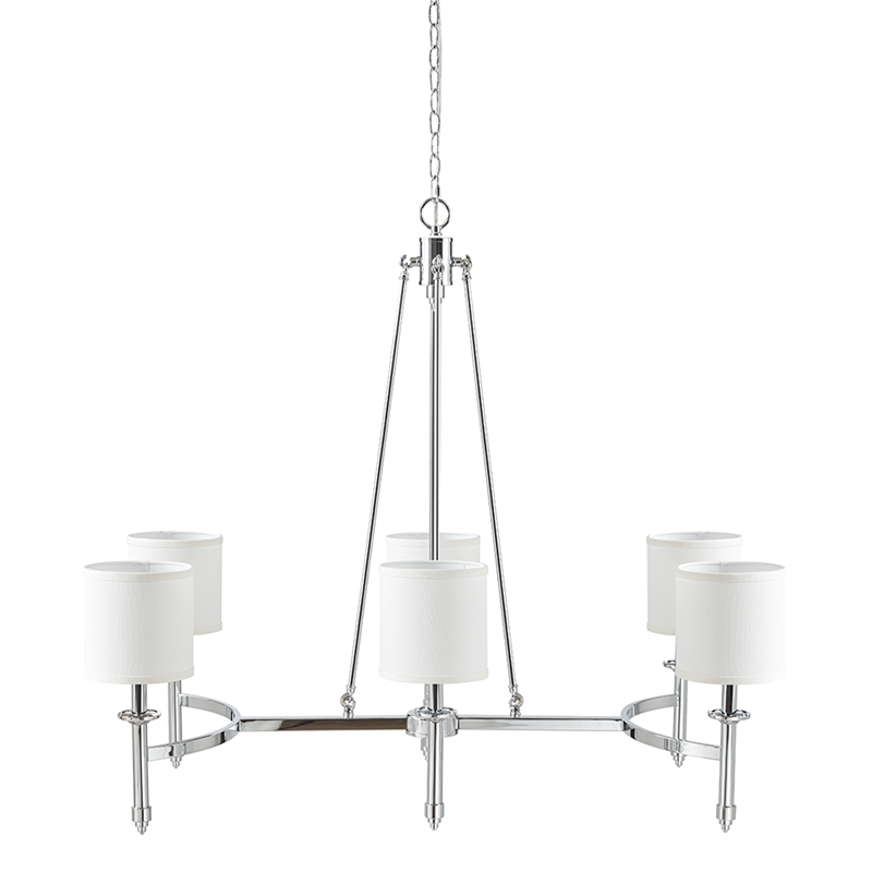 Olliix Hampton Hill Elegenza 6-Light Chandelier Iron/Polyester in Chrome