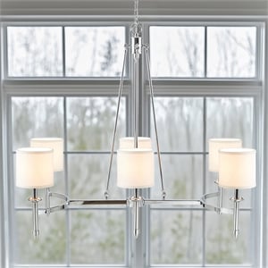 Olliix Hampton Hill Elegenza 6-Light Chandelier Iron/Polyester in Chrome