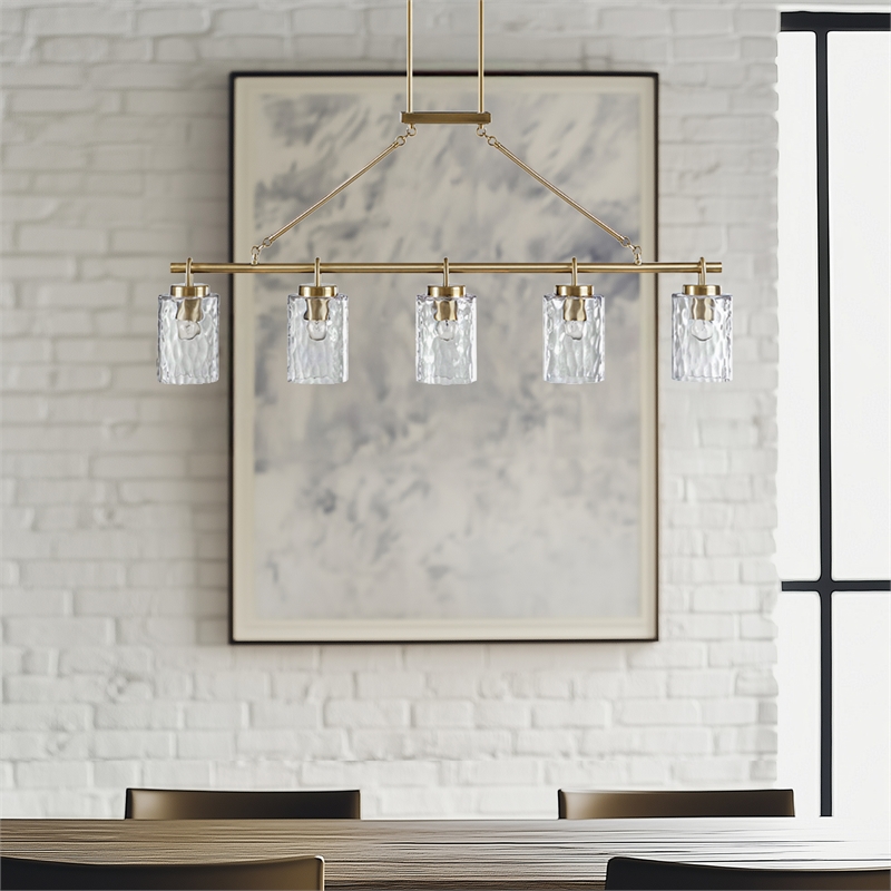 Olliix INK+IVY Curiana 5-Light Chandelier Iron/Glass in Antique Brass
