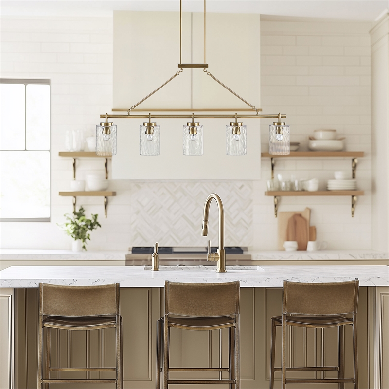 Olliix INK+IVY Curiana 5-Light Chandelier Iron/Glass in Antique Brass