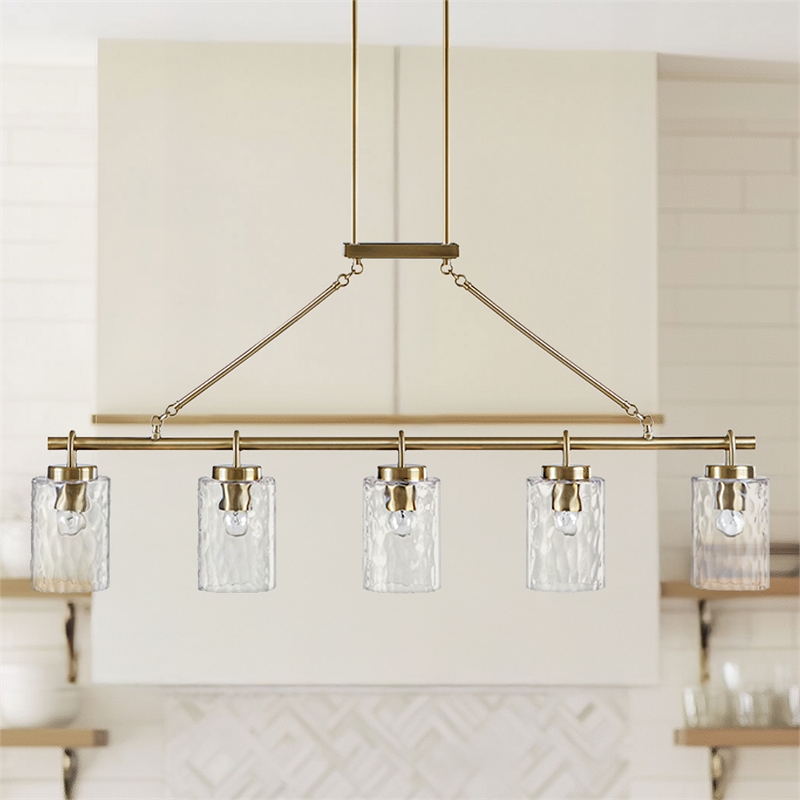 Olliix INK+IVY Curiana 5-Light Chandelier Iron/Glass in Antique Brass