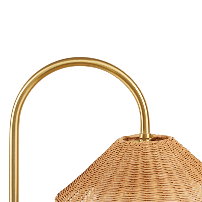 Olliix INK+IVY Laguna Floor Lamps Iron/Rattan/Glass in Gold/Natural