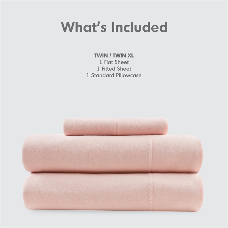 Olliix Intelligent Design Blend Jersey Knit Queen Sheet Set in Blush
