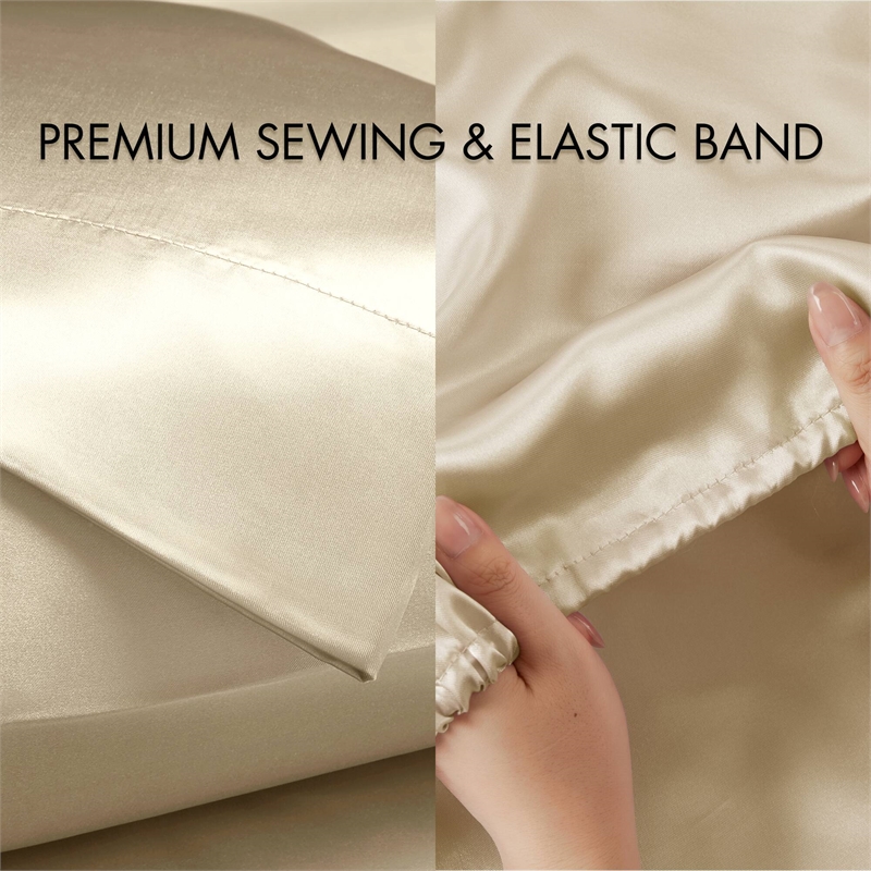 Olliix Madison Park Essentials Satin Cal King Sheet Set Polyester in Champagne