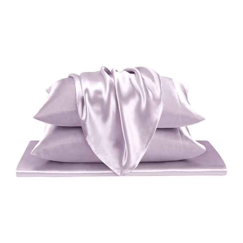 Olliix Madison Park Essentials Satin Cal King Sheet Set Polyester in Lilac