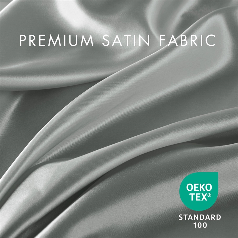 Olliix Madison Park Essentials Satin Split King Sheet Set Polyester in Grey