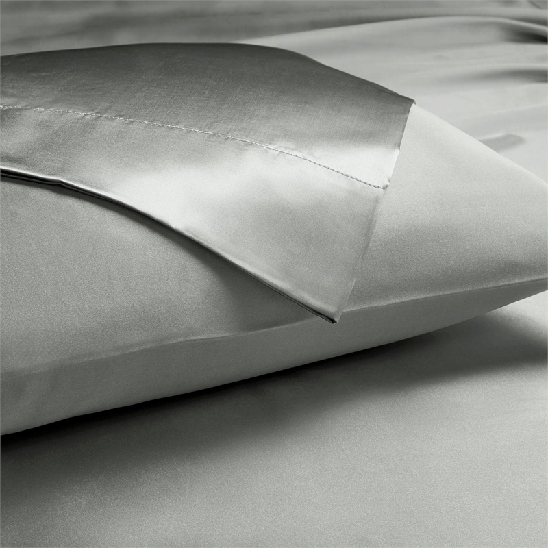 Olliix Madison Park Essentials Satin Split King Sheet Set Polyester in Grey