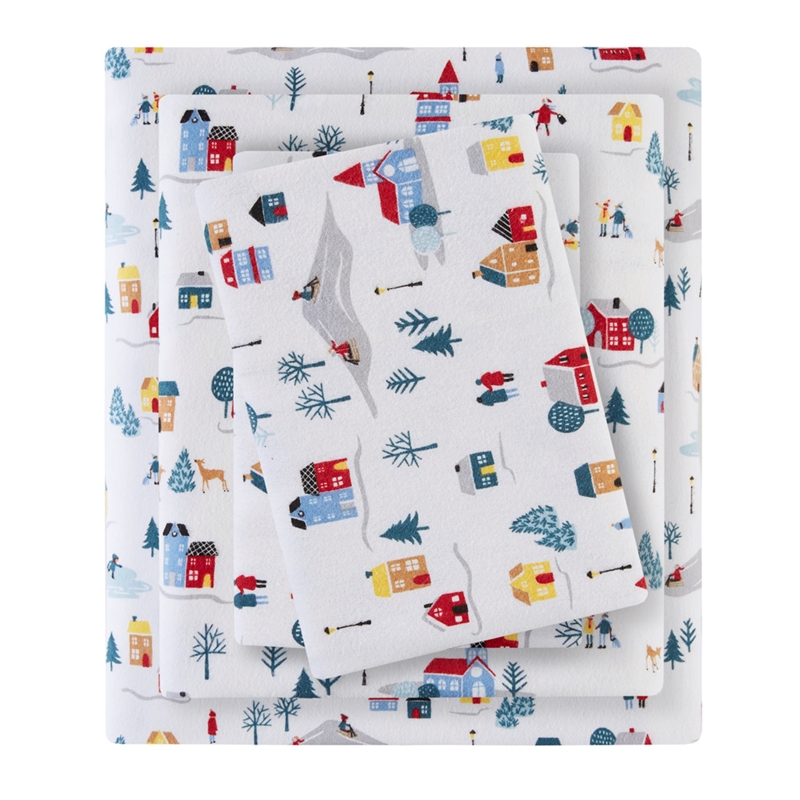 Olliix True North by Sleep Philosophy Cozy Flannel Cal King Sheet Set in White
