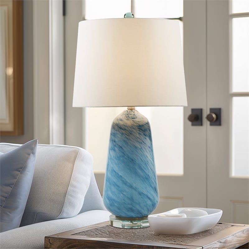 Olliix INK+IVY Aquaviva Table Lamp Glass/Acrylic/Polyester in Blue