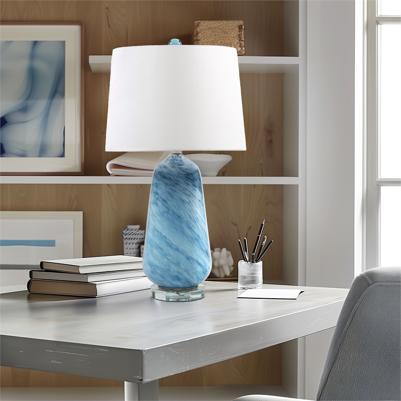 Olliix INK+IVY Aquaviva Table Lamp Glass/Acrylic/Polyester in Blue
