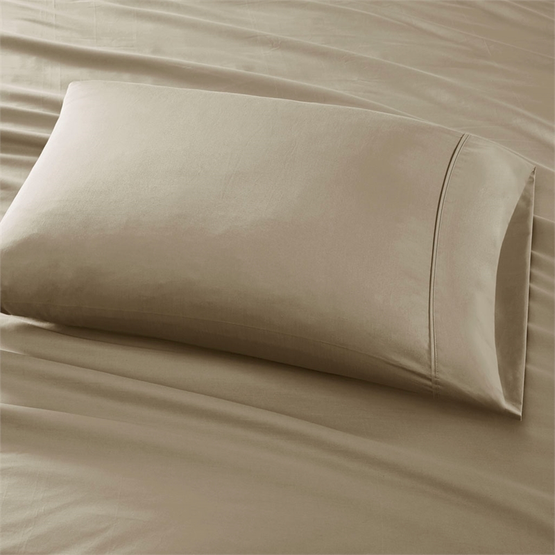 Olliix Madison Park 800 Thread Count Split King Sheet Set Cotton in Khaki
