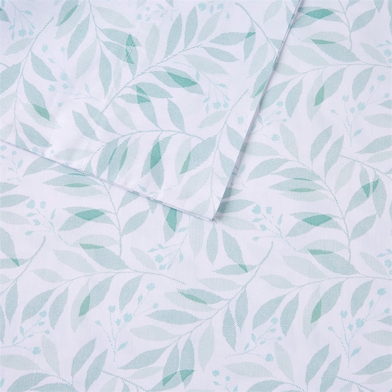 Olliix Madison Park Essentials 200 Thread Count Printed Queen Sheet Set Green