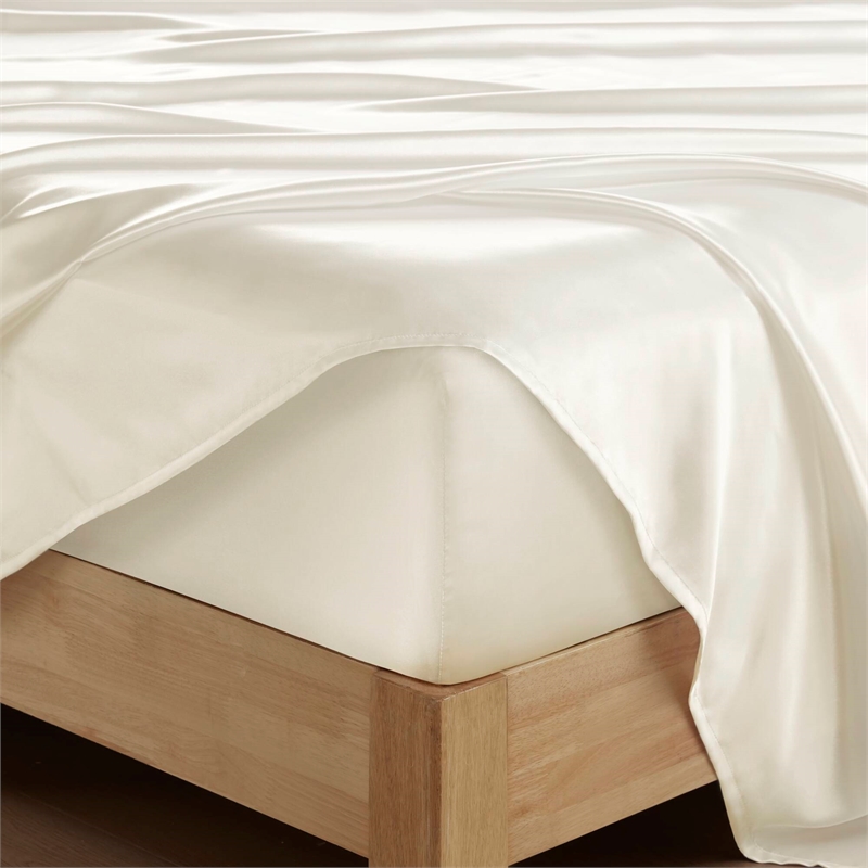 Olliix Madison Park Essentials Satin Split King Sheet Set Polyester in Ivory