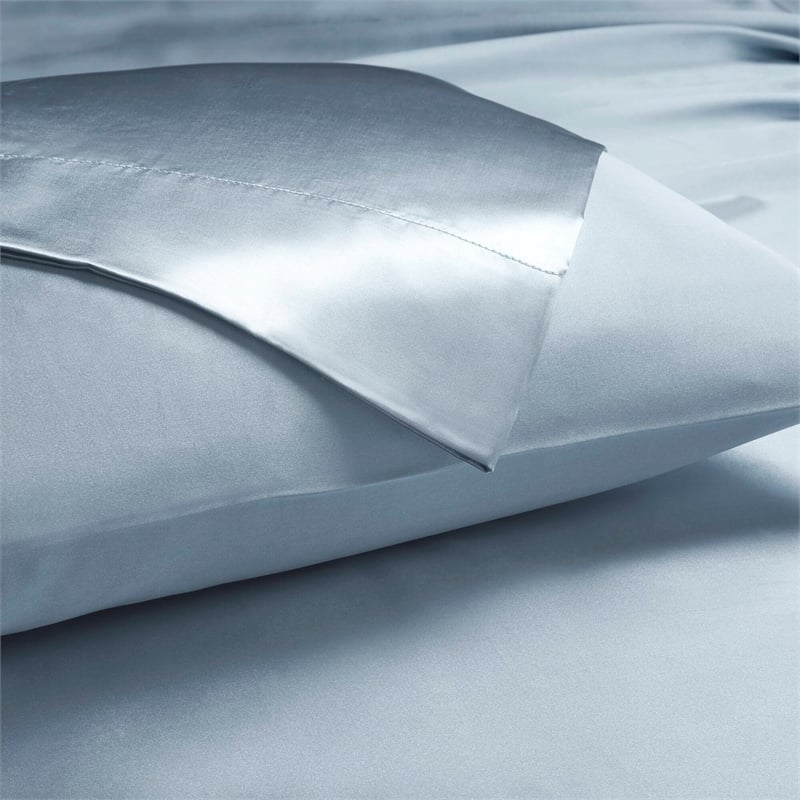 Olliix Madison Park Essentials Satin Queen Sheet Set Polyester in Blue