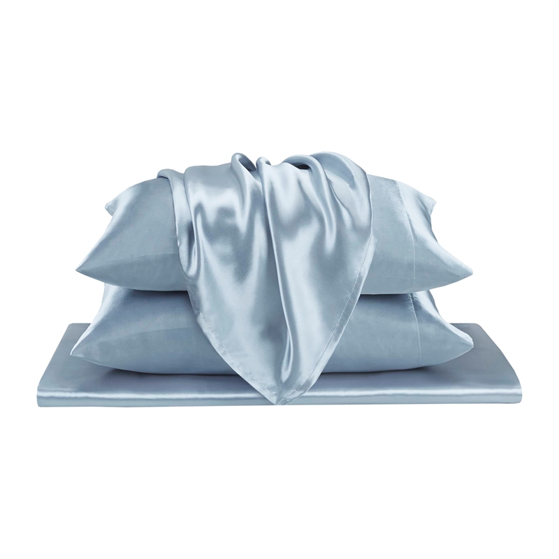 Olliix Madison Park Essentials Satin Queen Sheet Set Polyester in Blue