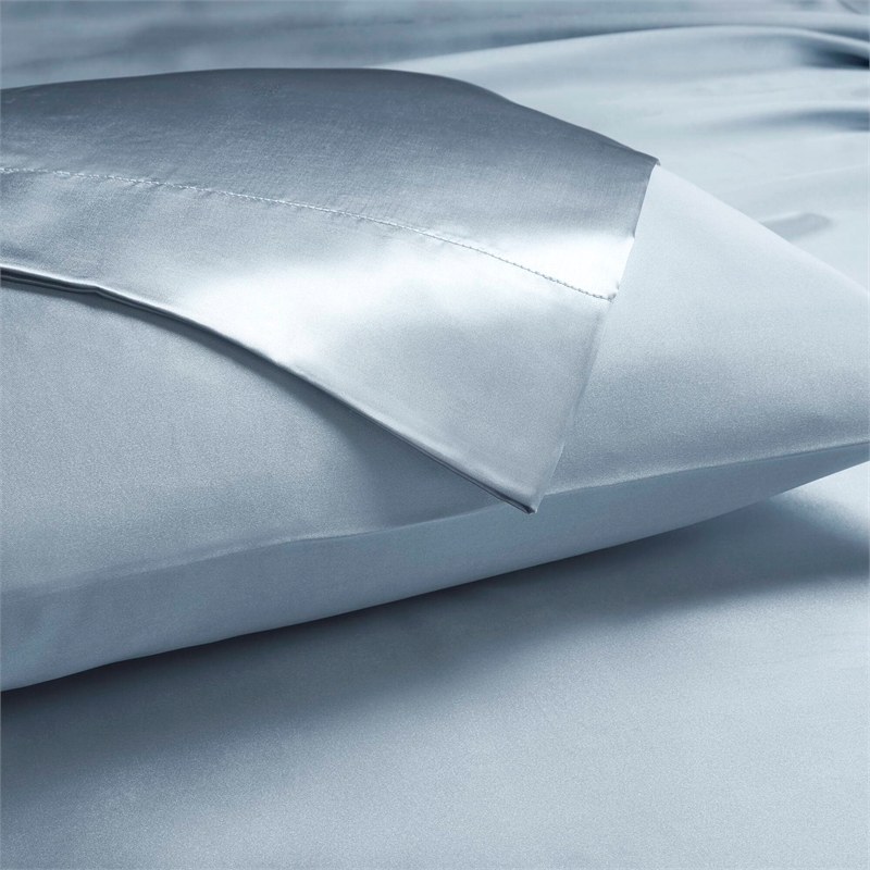 Olliix Madison Park Essentials Satin Cal King Sheet Set Polyester in Blue