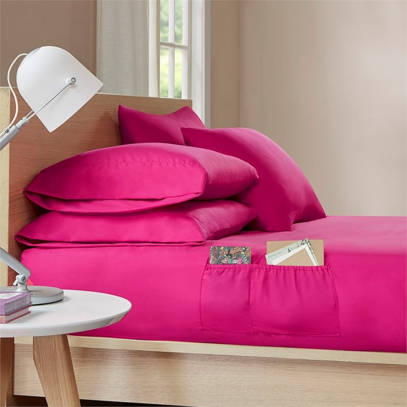 Olliix Intelligent Design Microfiber Queen Sheet Set Microfiber in Pink