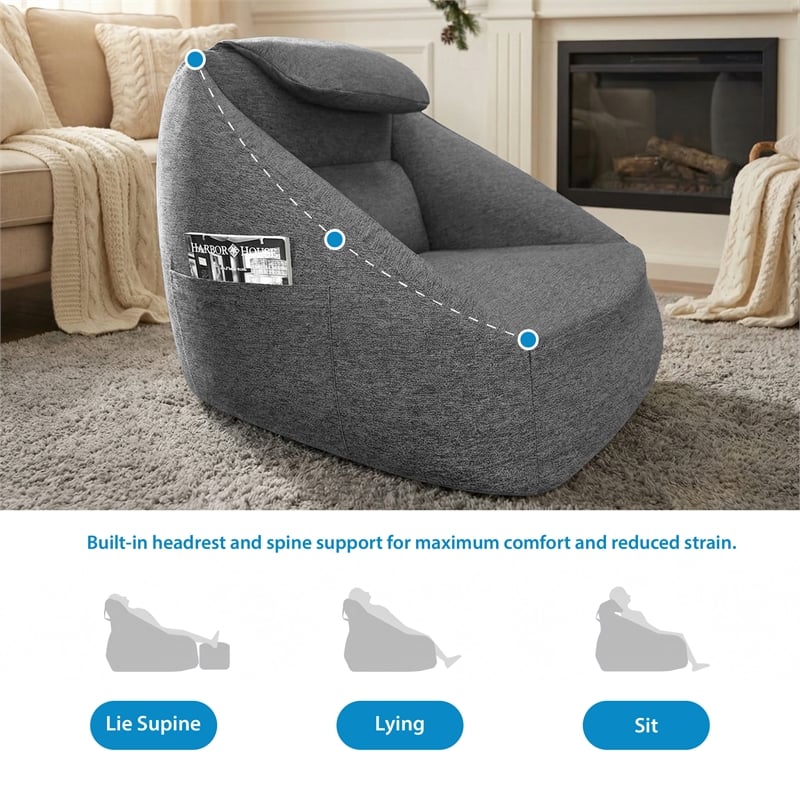 Olliix Main Street Ergonomic Cloud Couch Polyester in Charcoal