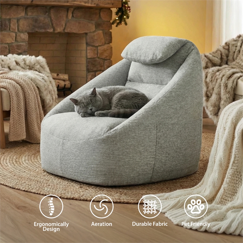 Olliix Main Street Ergonomic Cloud Couch Polyester in Ash Grey