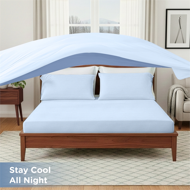 Olliix Main Street Ice Touch Queen Sheet Set Nylon/Spandex in Ice Blue