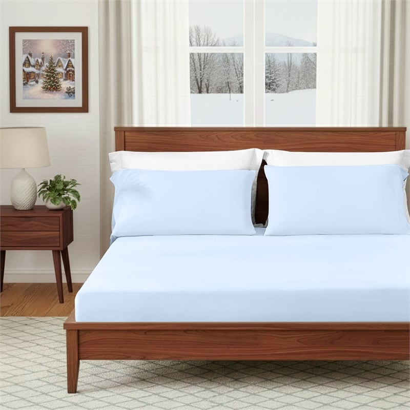 Olliix Main Street Ice Touch Queen Sheet Set Nylon/Spandex in Ice Blue