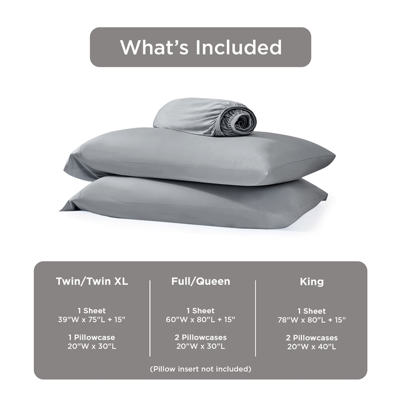 Olliix Main Street Ice Touch Queen Sheet Set Nylon/Spandex in Gray