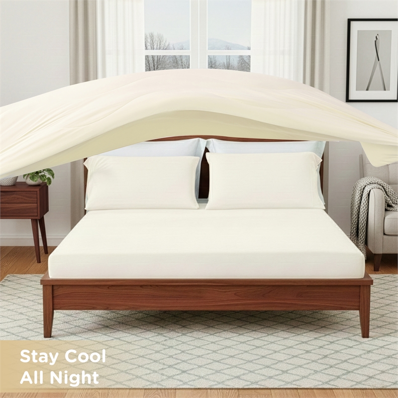 Olliix Main Street Ice Touch Queen Sheet Set Nylon/Spandex in Ivory