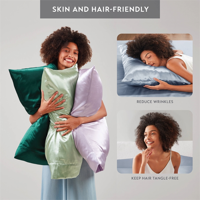 Olliix Madison Park Essentials Satin Standard 2PCS Pillowcase Polyester in Blue
