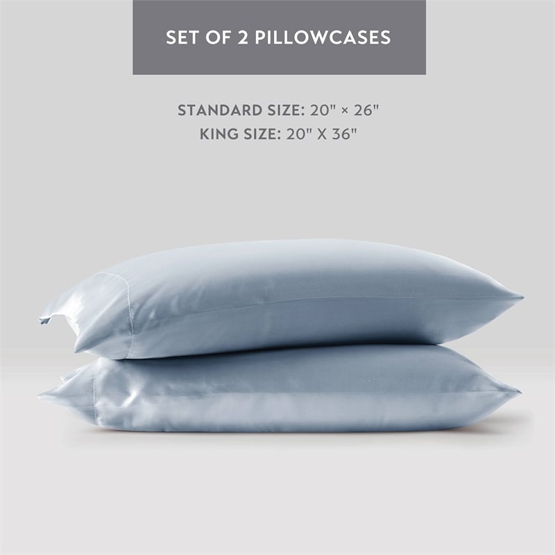 Olliix Madison Park Essentials Satin Standard 2PCS Pillowcase Polyester in Blue