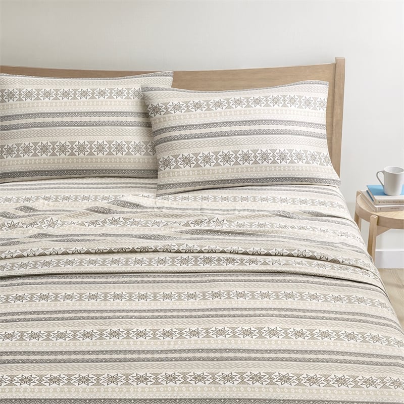 Olliix True North by Sleep Philosophy Cozy Flannel Queen Sheet Set in Gray
