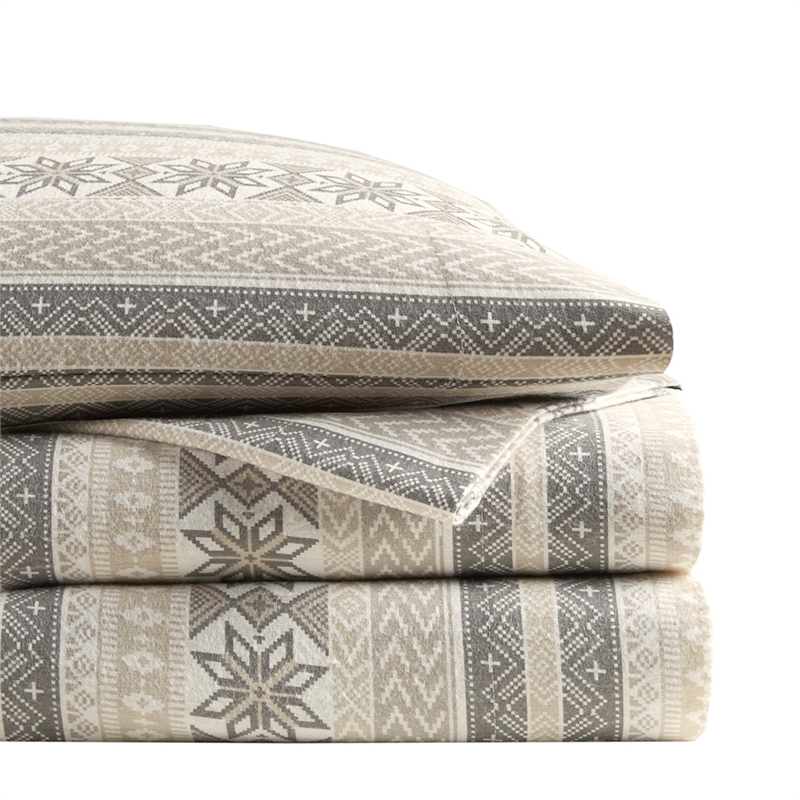 Olliix True North by Sleep Philosophy Cozy Flannel Queen Sheet Set in Gray