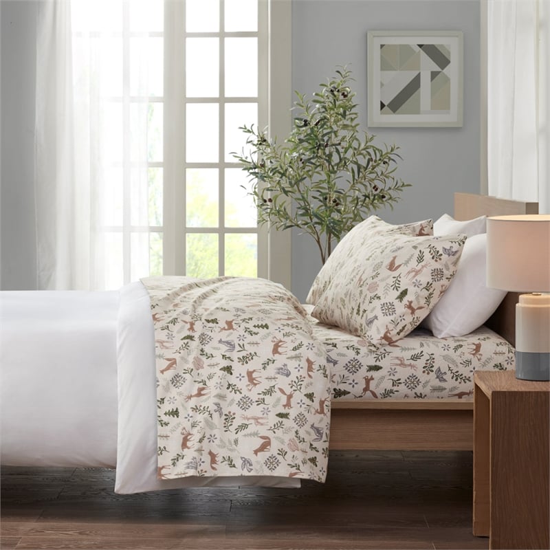 Olliix True North by Sleep Philosophy Cozy Flannel Queen Sheet Set in Tan