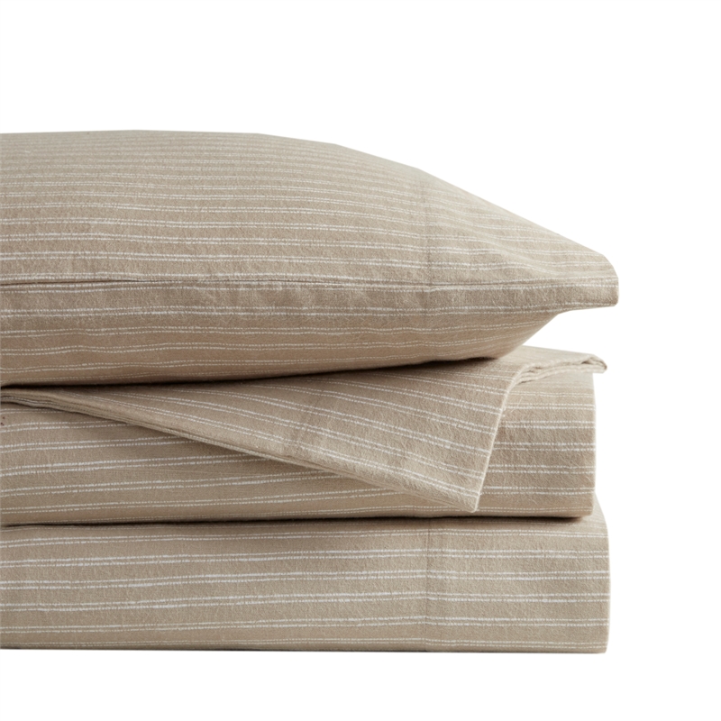 Olliix True North by Sleep Philosophy Cozy Flannel Cal King Sheet Set in Beige