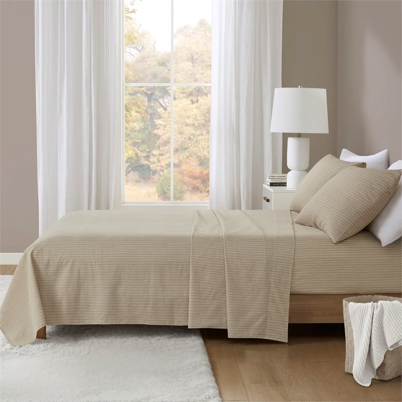 Olliix True North by Sleep Philosophy Cozy Flannel Cal King Sheet Set in Beige