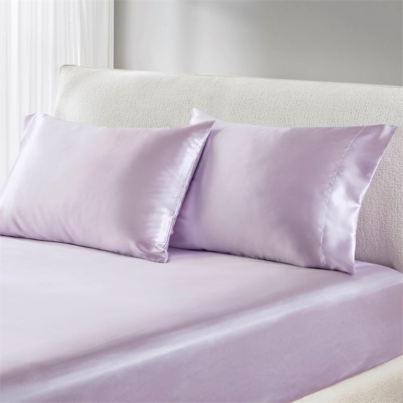 Olliix Madison Park Essentials Satin Standard 2PCS Pillowcase Polyester in Lilac