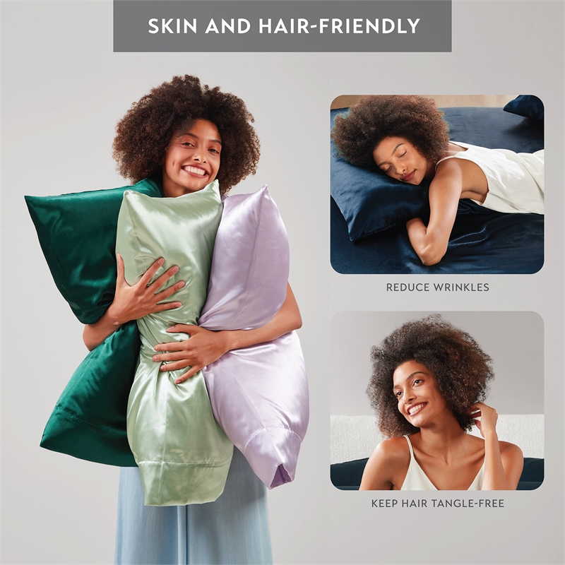 Olliix Madison Park Essentials Satin Standard 2PCS Pillowcase in Midnight Blue