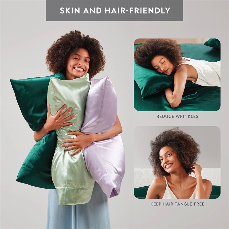 Olliix Madison Park Essentials Satin Standard 2PCS Pillowcase in Emerald